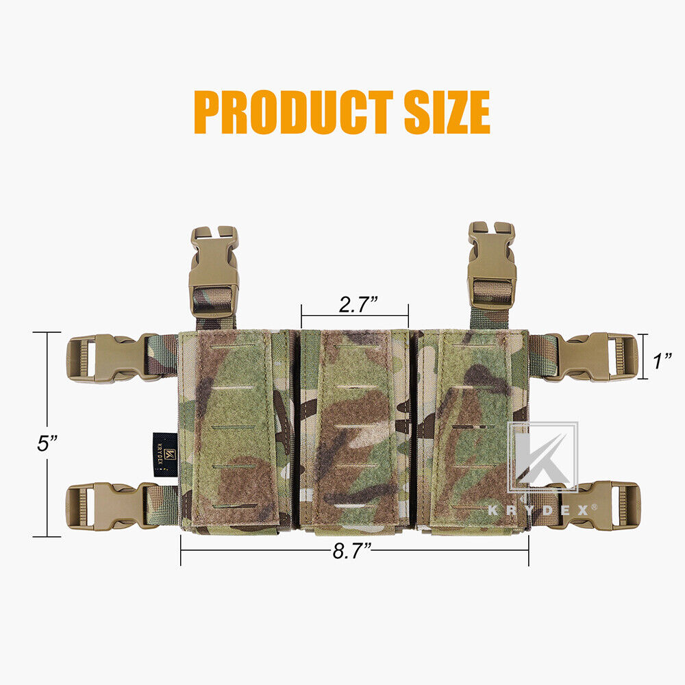Krydex Tactical Triple Placard .223 5.56 Mag Pouch Retention Insert Holder Chest Rig Plate Carrier