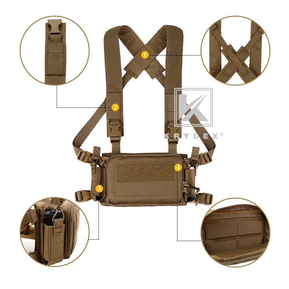 KRYDEX Tactical D3CR Chest Rig 5.56 7.62 Rifle Pistol Mag Pouch Placard Carrier